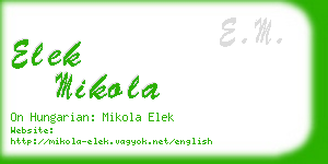 elek mikola business card